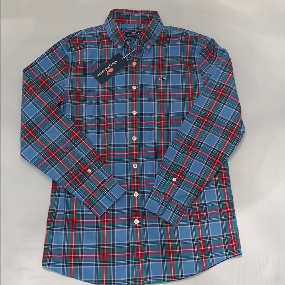 Holiday Vineyard Vines Boys Plaid Shirt